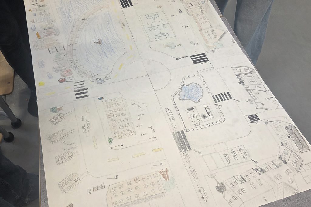 Uppgiften var att skissa på ett bostadsområde